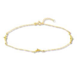 Dolphin Anklet 10K Yellow Gold 10&quot;