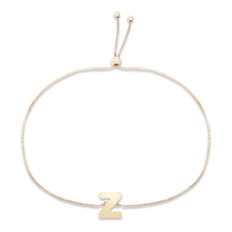 M Initial Bolo Bracelet 14K Yellow Gold 9.5