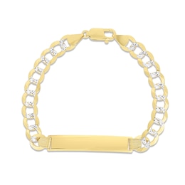 Solid Curb Chain ID Bracelet 14K Two-Tone Gold 8.5&quot;