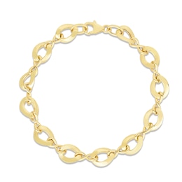 Diamond-Cut Hollow Link Bracelet 14K Yellow Gold 7.5&quot;