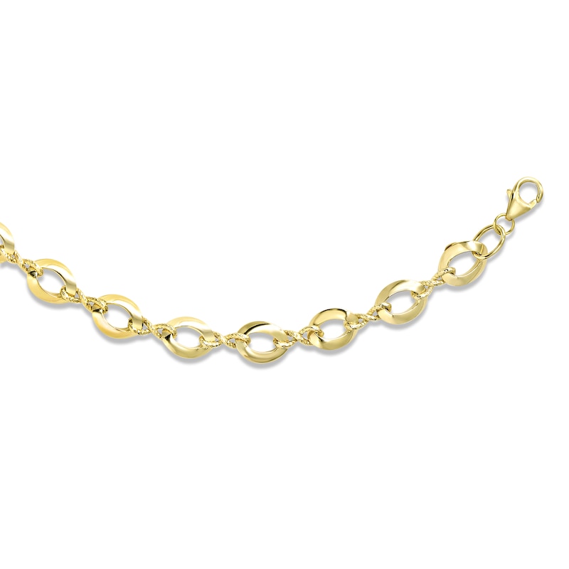 Main Image 2 of Diamond-Cut Hollow Link Bracelet 14K Yellow Gold 7.5&quot;