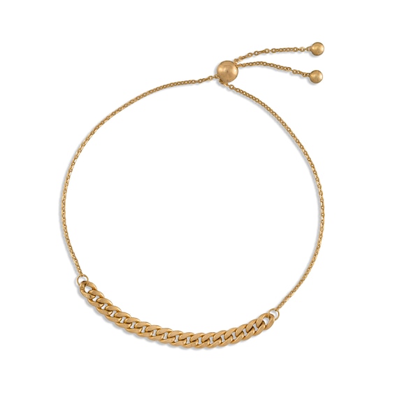 Curb Link Bolo Bracelet 10K Yellow Gold 9.5"