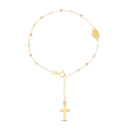 Beaded Rosary Bracelet 14K Tri-Tone Gold 6.5&quot;