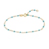 Thumbnail Image 1 of Blue Enamel Disc Curb Chain Bracelet 14K Yellow Gold 7.5&quot;