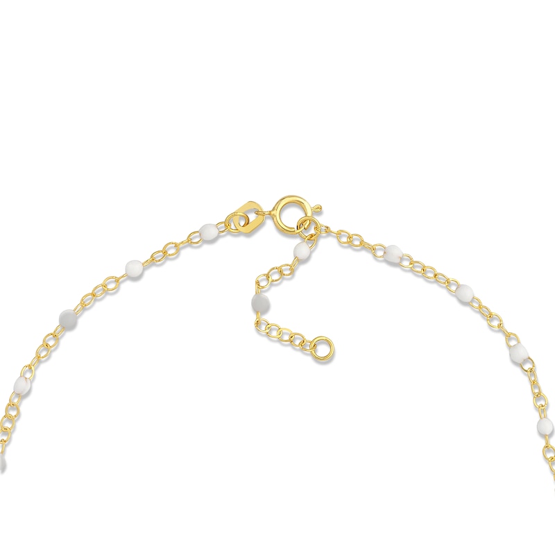 Main Image 3 of White Enamel Disc Curb Chain Bracelet 14K Yellow Gold 7.5&quot;