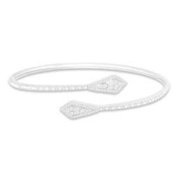 Diamond Kite Cuff Bangle Bracelet 1/2 ct tw Round & Baguette-cut 10K White Gold