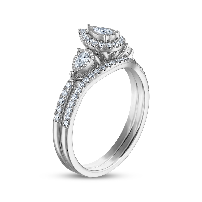 Main Image 2 of Pear-Shaped Diamond Three-Stone Bridal Set 3/8 ct tw 14K White Gold