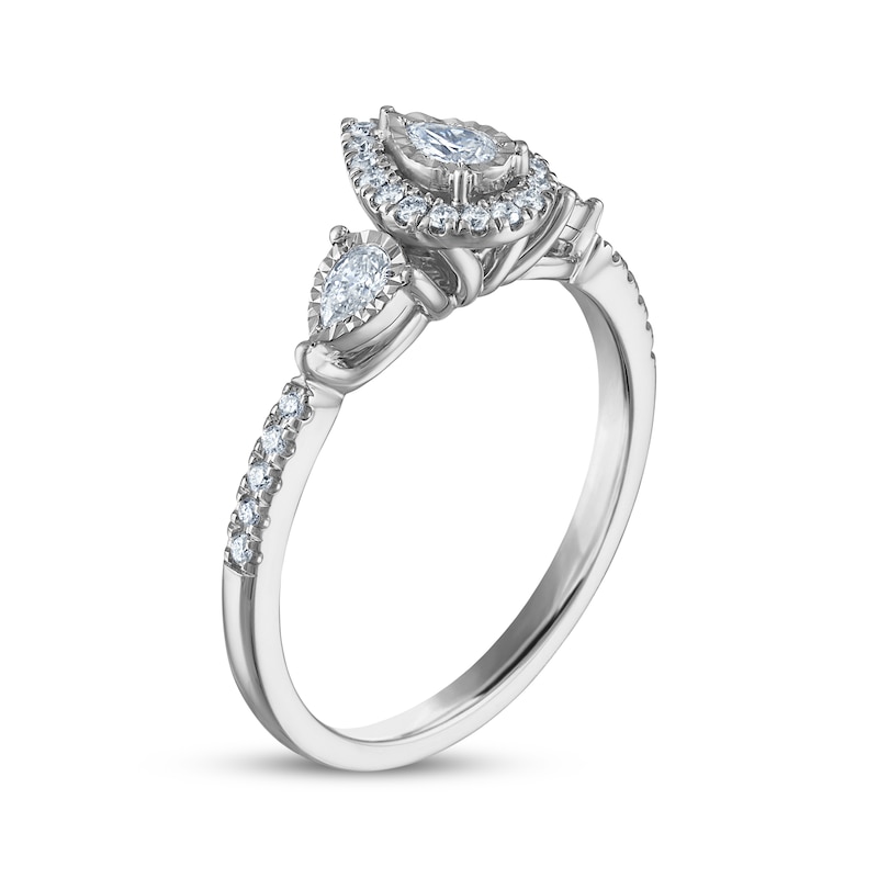 Main Image 5 of Pear-Shaped Diamond Three-Stone Engagement Ring 1/3 ct tw 14K White Gold