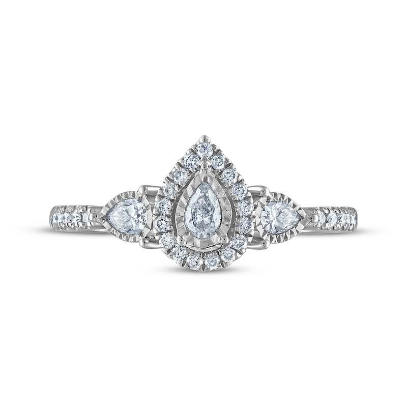 Main Image 6 of Pear-Shaped Diamond Three-Stone Engagement Ring 1/3 ct tw 14K White Gold