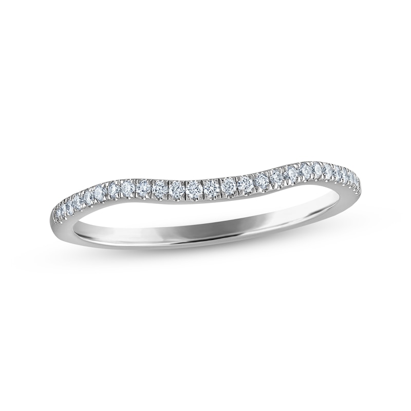 Main Image 8 of Diamond Contoured Wedding Band 1/10 ct tw 14K White Gold