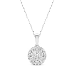 Lab-Grown Diamonds by KAY Circle Halo Necklace 1/2 ct tw 10K White Gold 18&quot;