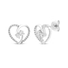 Thumbnail Image 1 of Diamond Two-Stone Heart Stud Earrings 1/3 ct tw Sterling Silver