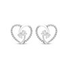 Thumbnail Image 2 of Diamond Two-Stone Heart Stud Earrings 1/3 ct tw Sterling Silver