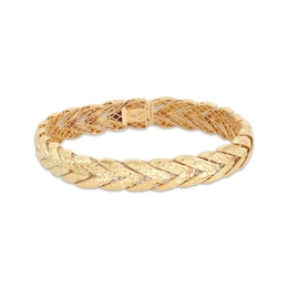 Diamond-Cut Solid Wheat Chain Bracelet 14K Yellow Gold 7.5&quot;