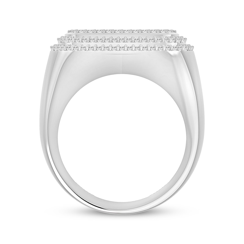 Main Image 3 of Men's Baguette & Round-Cut Multi-Diamond Center Cushion Frame Ring 1-1/2 ct tw 10K White Gold