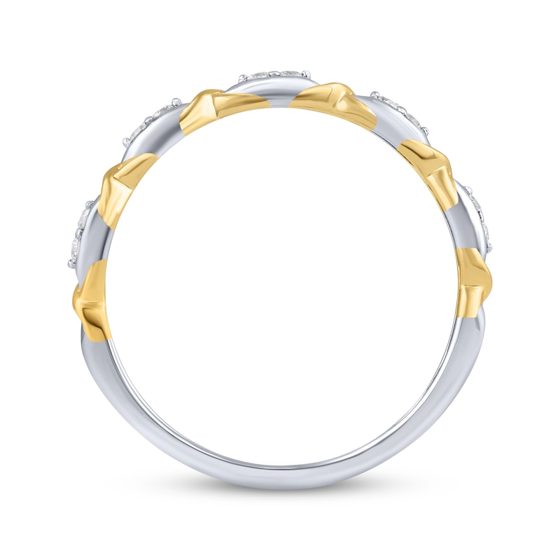 Main Image 3 of Diamond XO Ring 1/10 ct tw 14K Yellow Gold-Plated Sterling Silver Size 7