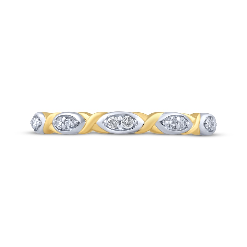 Main Image 4 of Diamond XO Ring 1/10 ct tw 14K Yellow Gold-Plated Sterling Silver Size 7