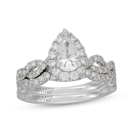 Neil Lane Artistry Pear-Shaped Lab-Grown Diamond Bridal Set 1-5/8 ct tw 14K White Gold