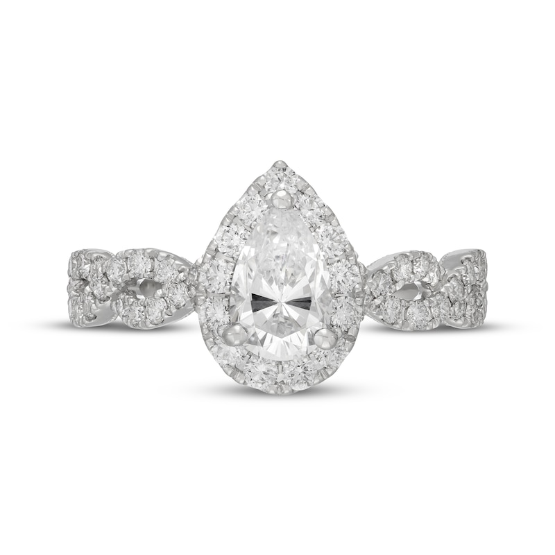 Neil Lane Artistry Pear-Shaped Halo Lab-Grown Diamond Engagement Ring 1-1/2 ct tw 14K White Gold