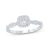 Thumbnail Image 0 of Round-Cut Diamond Cushion Halo Engagement Ring 1/4 ct tw 14K White Gold