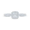 Thumbnail Image 2 of Round-Cut Diamond Cushion Halo Engagement Ring 1/4 ct tw 14K White Gold