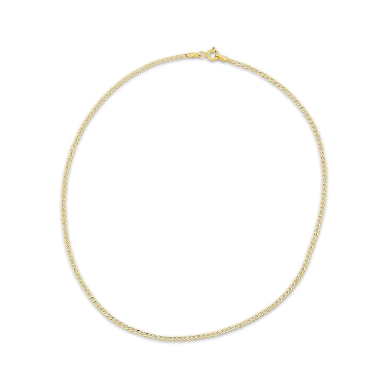 Main Image 1 of Children's Curb Chain Necklace Hollow 14K Yellow Gold 13&quot;