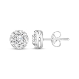 Diamond Halo Stud Earrings 1 ct tw 10K White Gold