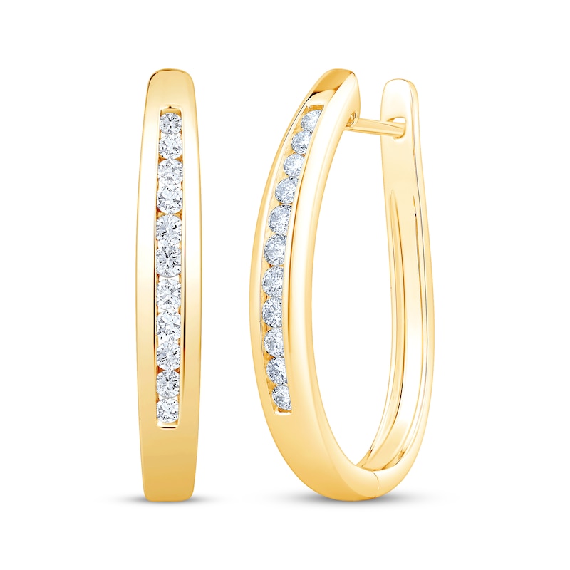 Main Image 1 of Diamond Hoop Earrings 1/2 ct tw 10K Yellow Gold