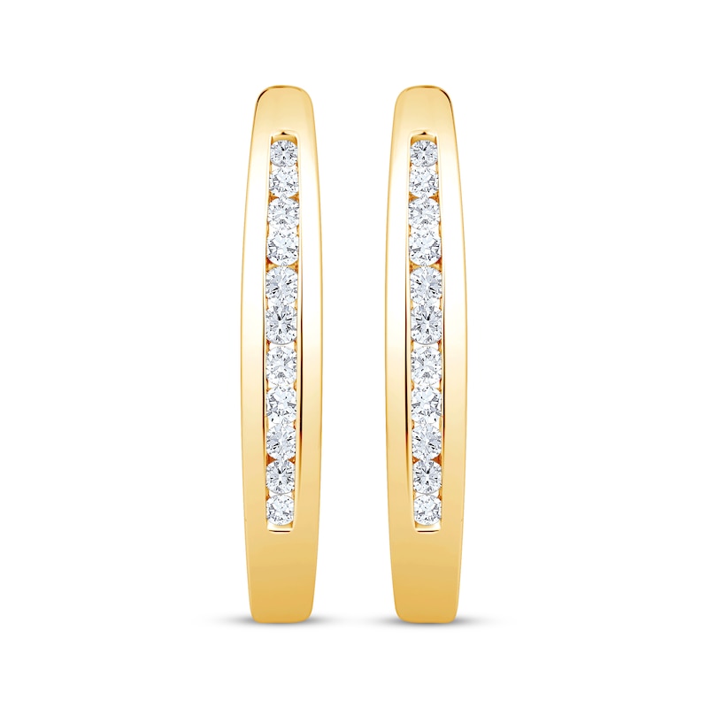 Main Image 2 of Diamond Hoop Earrings 1/2 ct tw 10K Yellow Gold