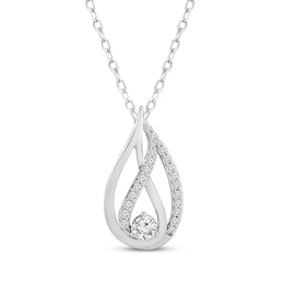 Love Ignited Diamond Flame Necklace 1/2 ct tw 10K White Gold 18&quot;