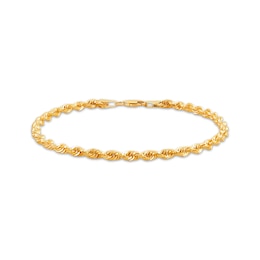 Glitter Rope Chain Bracelet 3.8mm Solid 10K Yellow Gold 9"