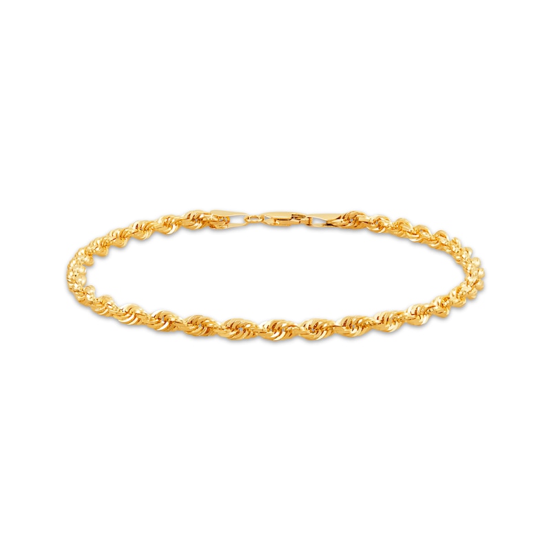 Solid Glitter Rope Chain Bracelet 3.8mm 10K Yellow Gold 9"