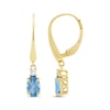 Thumbnail Image 3 of Oval-Cut Swiss Blue Topaz & Diamond Dangle Earrings 10K Yellow Gold