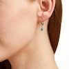 Thumbnail Image 4 of Oval-Cut Swiss Blue Topaz & Diamond Dangle Earrings 10K Yellow Gold