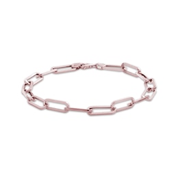 Hollow Paperclip Chain Bracelet 5.5mm 10K Rose Gold 7.5&quot;