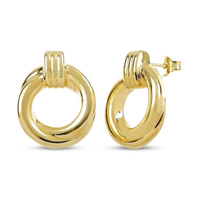 Main Image 1 of Hollow Open Circle Earrings 14K Yellow Gold