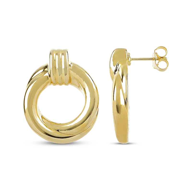 Main Image 3 of Hollow Open Circle Earrings 14K Yellow Gold