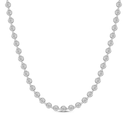 Men's Multi-Diamond Bead Necklace 3 ct tw Sterling Silver 20&quot;