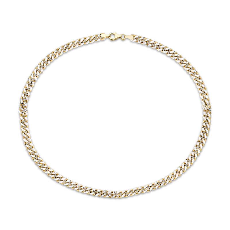 Semi-Solid Diamond-Cut Curb Chain Bracelet 5mm 10K Yellow Gold 7.5"