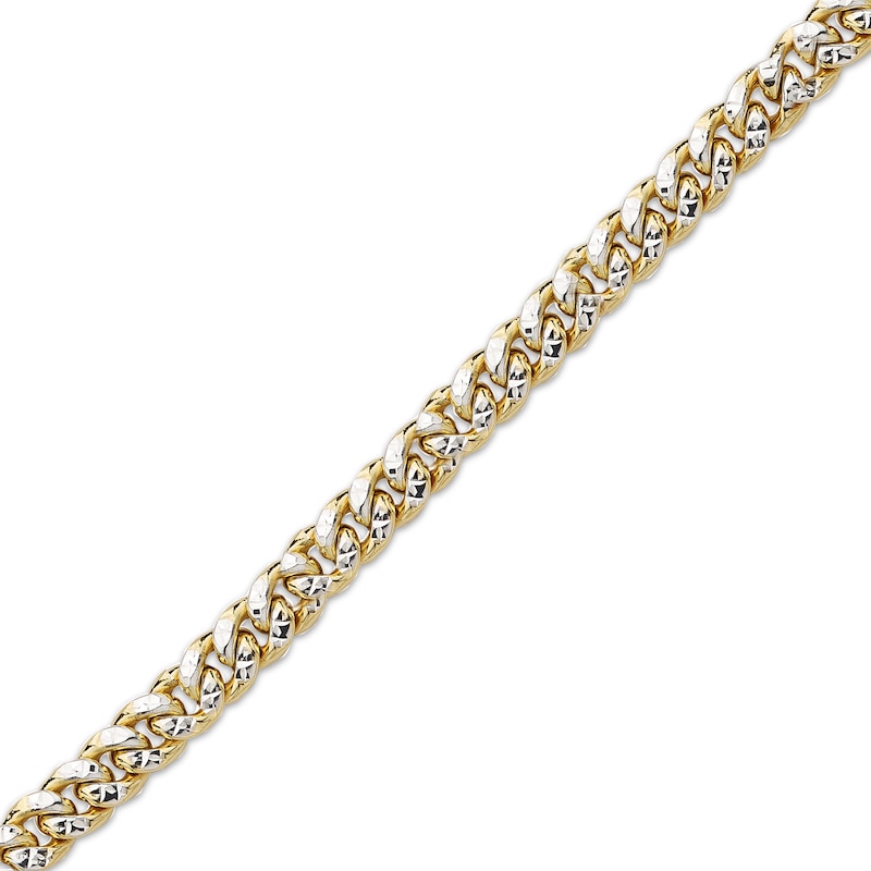 Semi-Solid Diamond-Cut Curb Chain Bracelet 5mm 10K Yellow Gold 7.5"