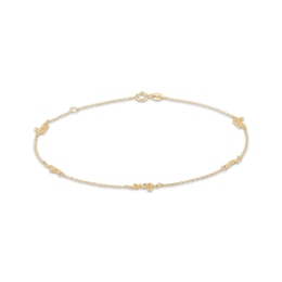 &quot;Love&quot; Station Anklet 10K Yellow Gold 10&quot;