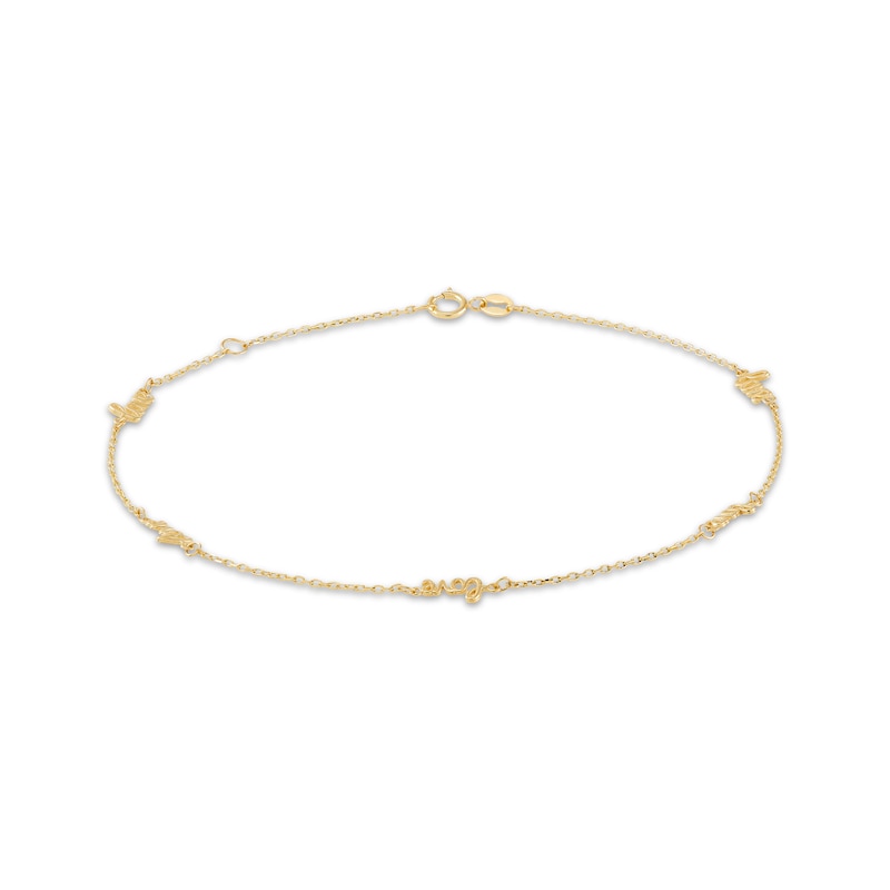 Main Image 1 of &quot;Love&quot; Station Anklet 10K Yellow Gold 10&quot;