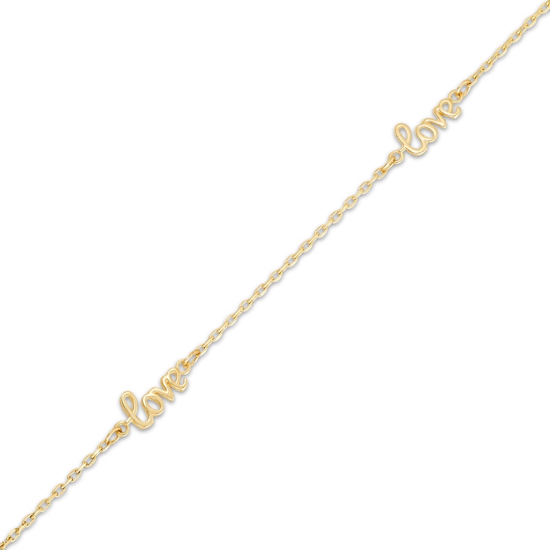 "Love" Station Anklet 10K Yellow Gold 10"