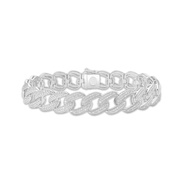 Men's Diamond Curb Chain Bracelet 1 ct tw Sterling Silver 8.5&quot;