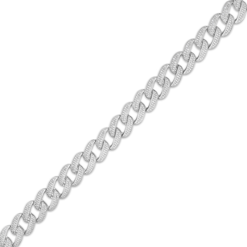 Main Image 2 of Men's Diamond Curb Chain Bracelet 1 ct tw Sterling Silver 8.5&quot;