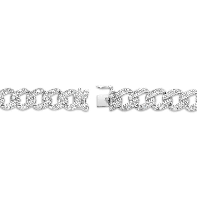 Main Image 3 of Men's Diamond Curb Chain Bracelet 1 ct tw Sterling Silver 8.5&quot;