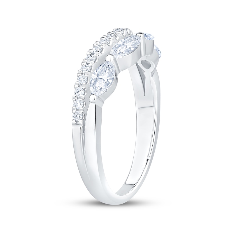 Main Image 2 of Lab-Grown Diamonds by KAY Marquise & Round-Cut Two-Row Contour Ring 3/4 ct tw 14K White Gold