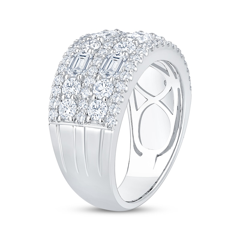 Main Image 2 of Lab-Grown Diamonds by KAY Emerald & Round-Cut Five-Row Anniversary Ring 2-1/2 ct tw 14K White Gold