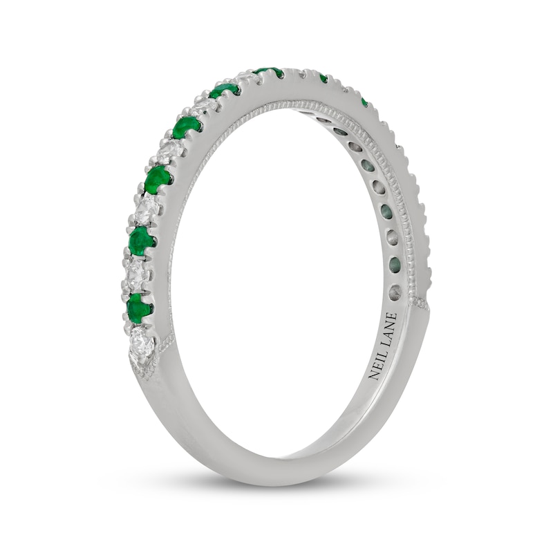 Main Image 2 of Neil Lane Diamond & Natural Emerald Anniversary Ring 1/5 ct tw 14K White Gold