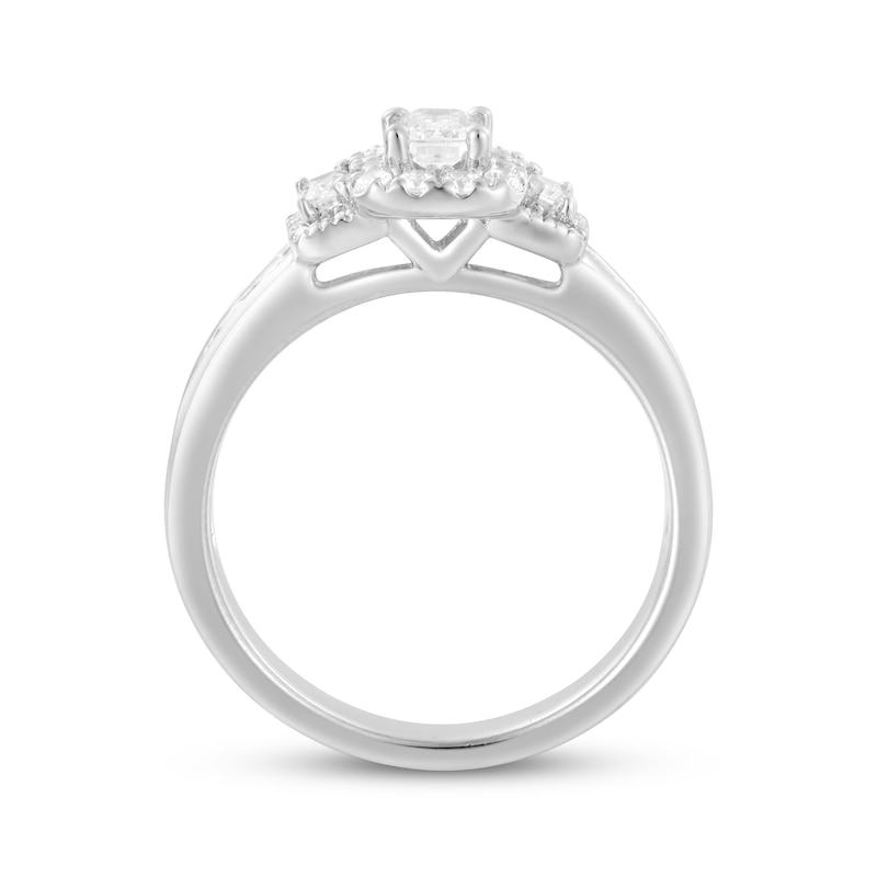 Main Image 3 of Memories Moments Magic Emerald-Cut Diamond Three-Stone Engagement Ring 1 ct tw 14K White Gold